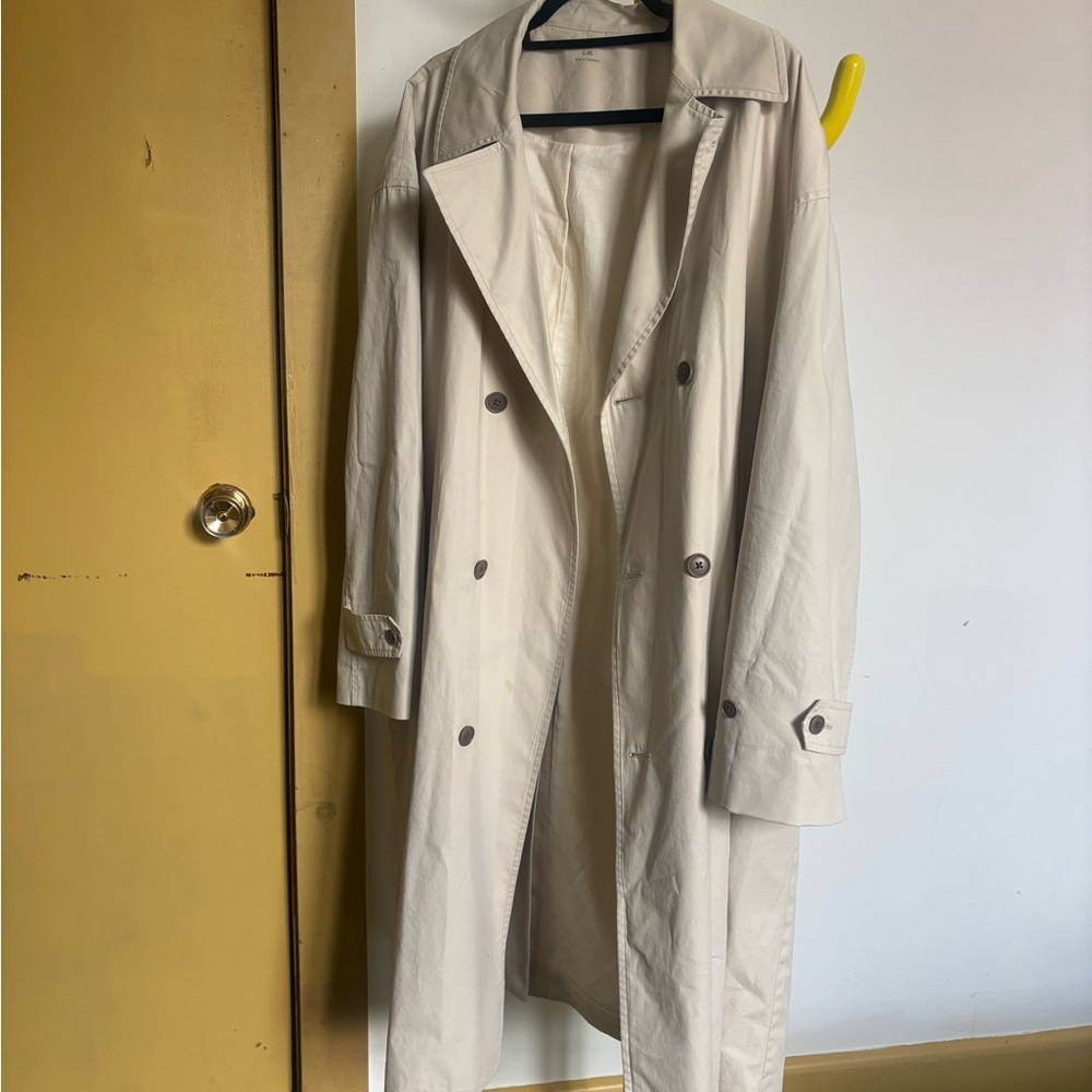 Muji Light Cream Double-Breasted Trench Coat